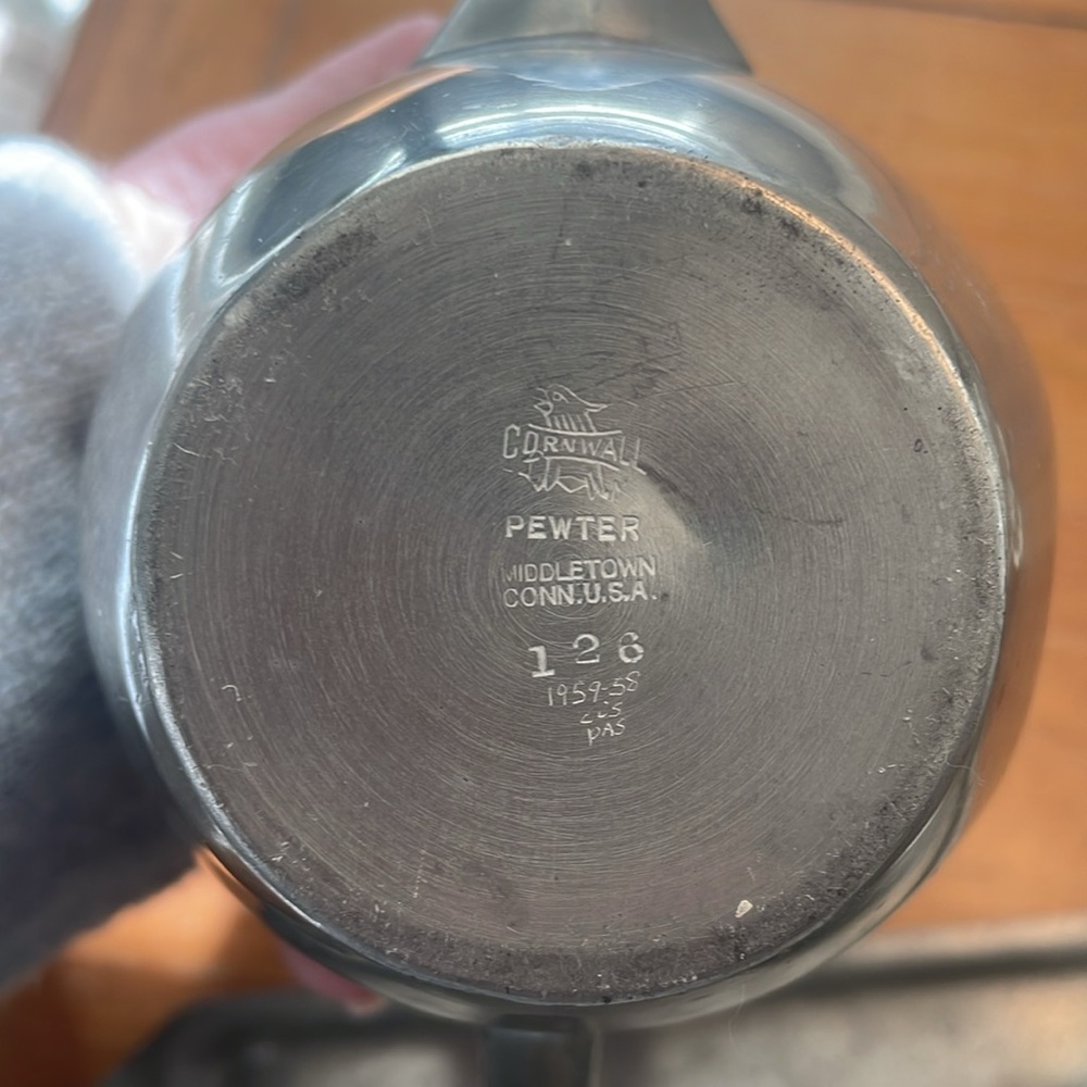 ANTIQUE PEWTER TEA SET, 6 PIECES - Picture 13 of 15